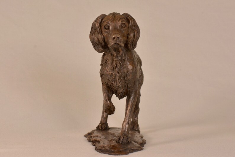 by Tanya Russell MRBS Wildlife Dog Gift Bronze Resin Sculpture Small Standing Spaniel Animal Statue Small Bronze Ornament