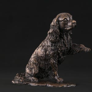 MADE WHEN ORDERED Cavalier King Charles Spaniel Waving Paw Animal Statue | Small Foundry Bronze Ornament |  | Dog Gift, by Tanya Russell