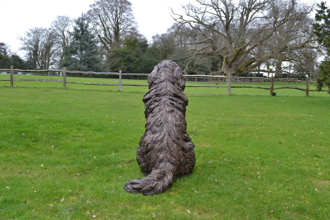 Sitting Newfoundland Dog Statue Large Bronze Ornament Etsy