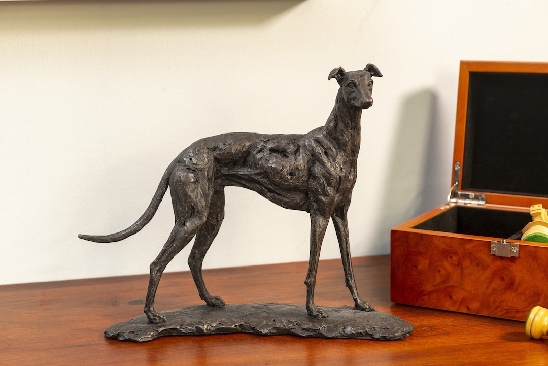 Standing Greyhound Dog Statue | Small Bronze Ornament | Bronze