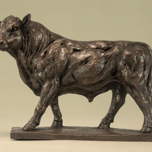 Walking Bull Animal Statue | Bronze Resin Sculpture | Bull Gift, by Tanya Russell MRBS