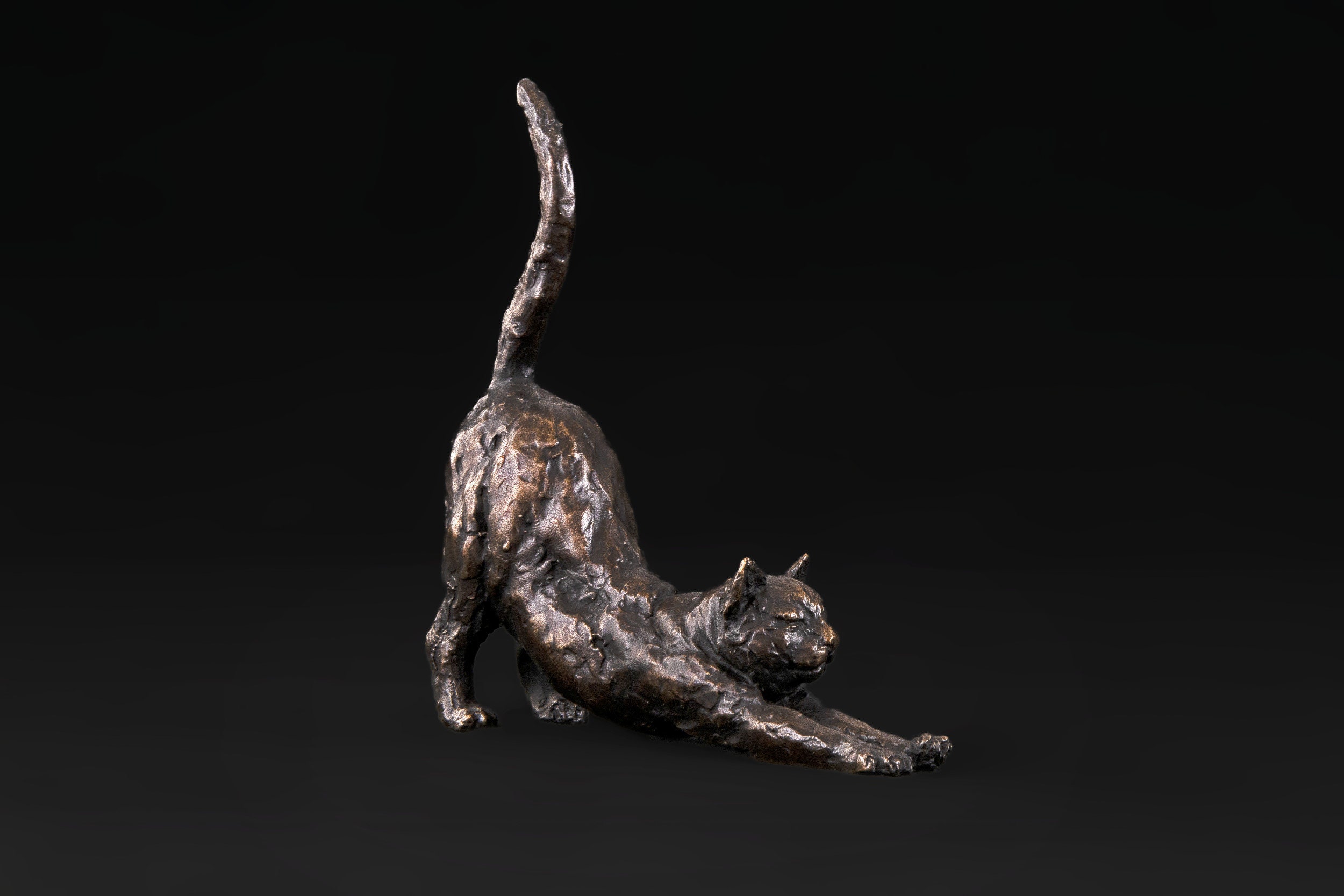 Stretching Cat Animal Statue Small Bronze Ornament Bronze 