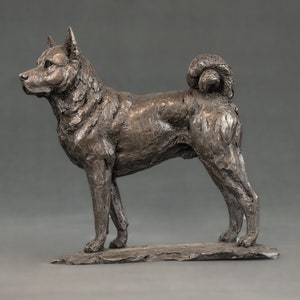 Standing Akita Animal Statue | Small Bronze Resin Sculpture | Animal Dog Akita Gift, by Tanya Russell MRBS