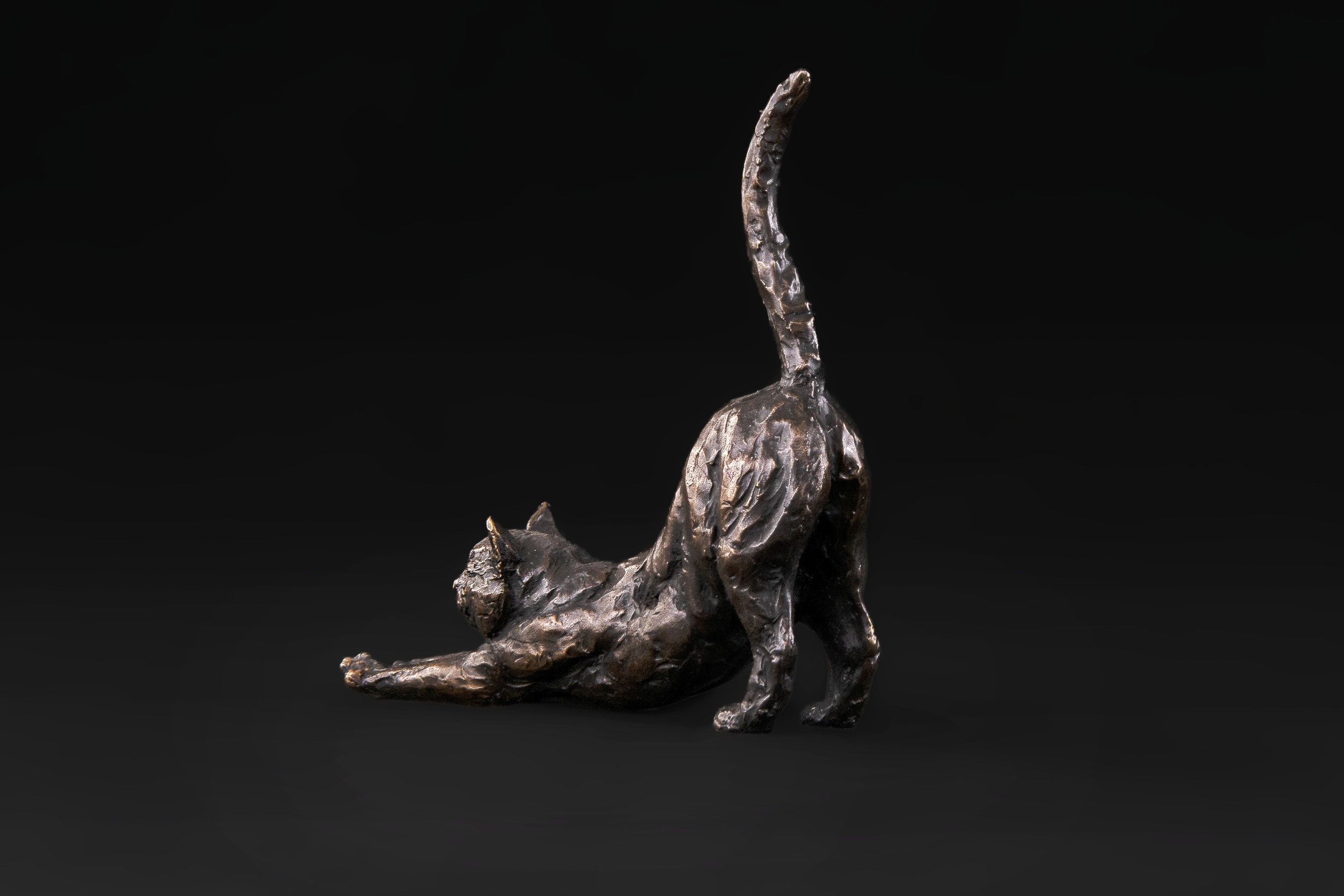 Stretching Cat Animal Statue Small Bronze Ornament Bronze 