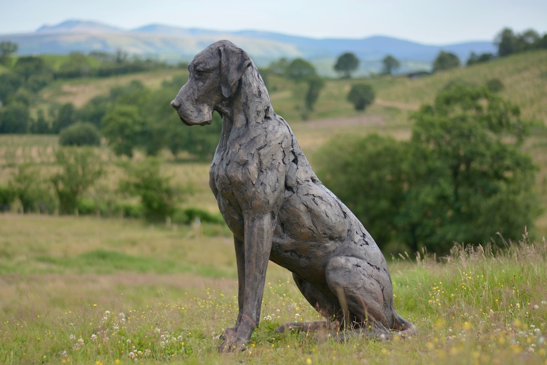Sitting Great Dane Dog Statue Large Bronze Ornament Bronze Etsy