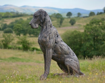 MADE WHEN ORDERED Sitting Great Dane Dog Statue | Bronze Resin Sculpture | Outdoor Garden Life-Size Animal Art, by Tanya Russell