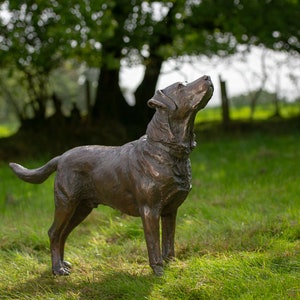 MADE WHEN ORDERED Standing Labrador Dog Statue | Foundry Bronze metal Sculpture | Outdoor Garden Life-Size Animal Art, by Tanya Russell