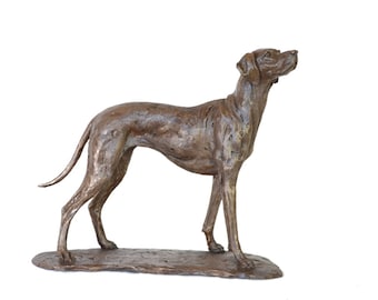 Estatua de perro Vizsla de pie / Pequeña escultura de resina de bronce / Regalo de perro animal Vizsla, por Tanya Russell MRBS