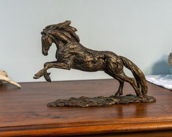 Foundry Bronze Galloping Horse Animal Statue | Small Bronze Metal Sculpture | Wildlife Gift Ornament | Horse Art, by Tanya Russell MRBS