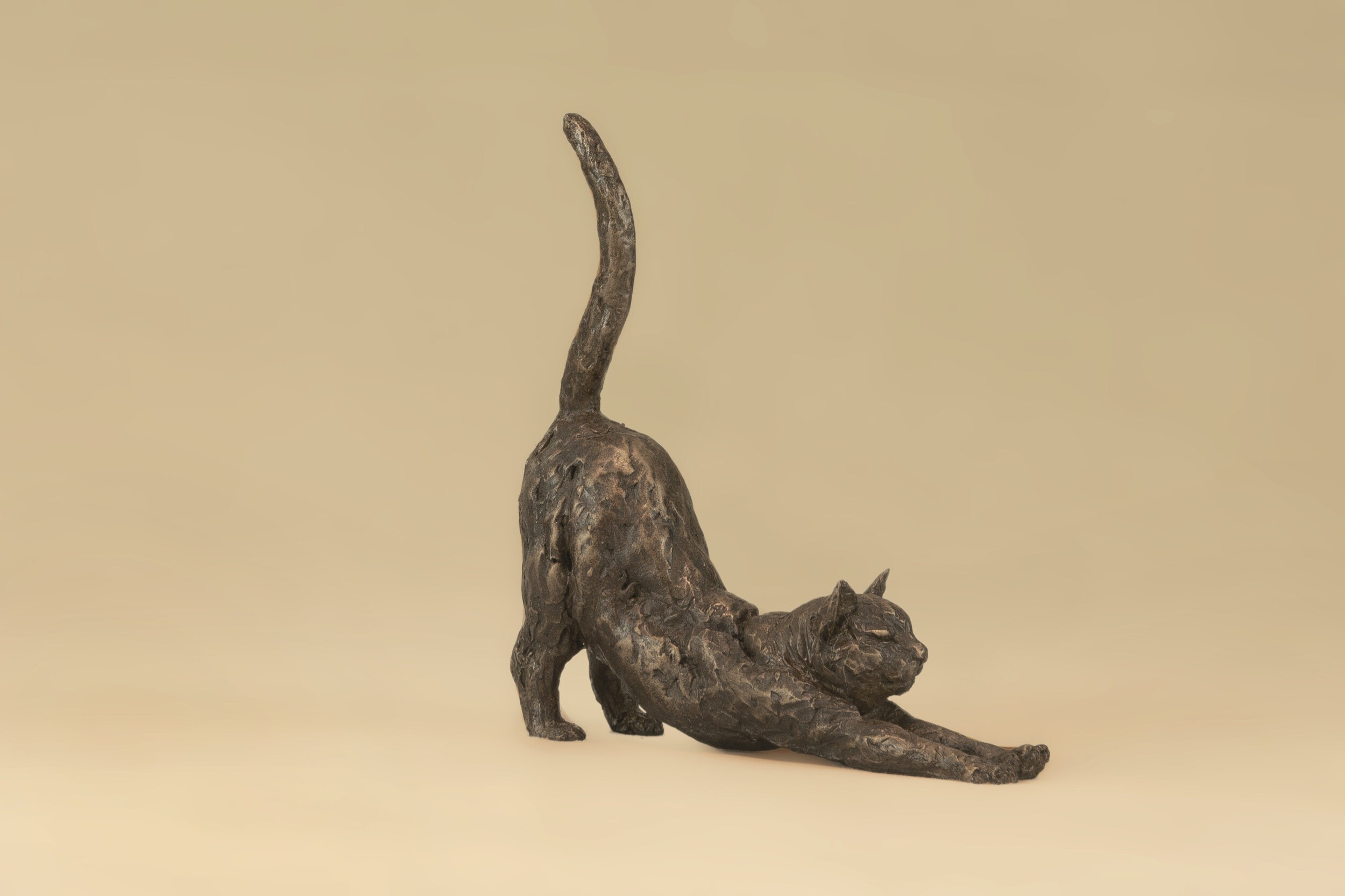 Stretching Cat Animal Statue Small Bronze Ornament Bronze 