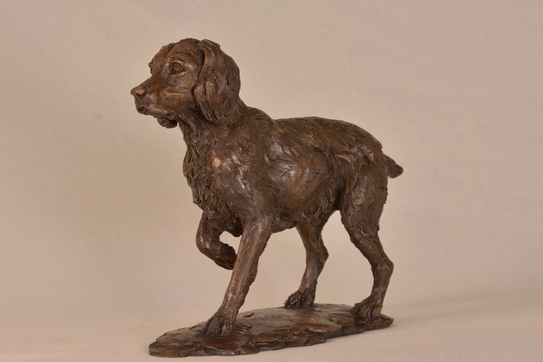 by Tanya Russell MRBS Wildlife Dog Gift Bronze Resin Sculpture Small Standing Spaniel Animal Statue Small Bronze Ornament