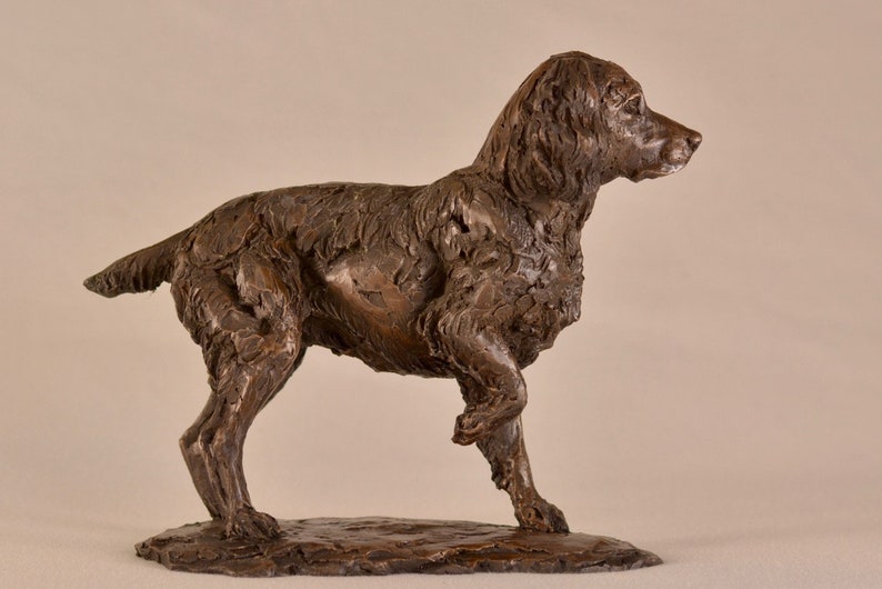by Tanya Russell MRBS Wildlife Dog Gift Bronze Resin Sculpture Small Standing Spaniel Animal Statue Small Bronze Ornament