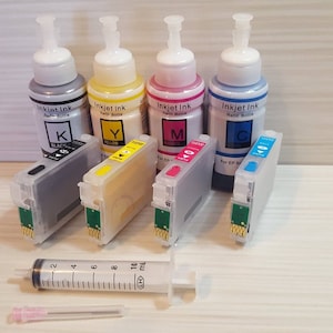 エプソン ワークフォース用昇華インク詰め替えカートリッジとボトル #252 wf-3620 wf-3640 wf-7110 wf-7610 wf-7620 wf-7210 wf-7710 wf-7720