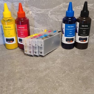 エプソン ワークフォース WF 2850 XP 4100 XP 4105 212XL プリンター用の昇華インク詰め替えカートリッジと 400ml 昇華インク詰め替えボトル