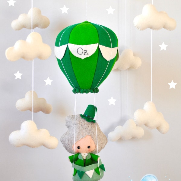 Wizard of Oz baby mobile Hot air balloon crib mobile Magic mobile Wizard nursery mobile Gender neutral mobile Wizard nursery Cloud mobile