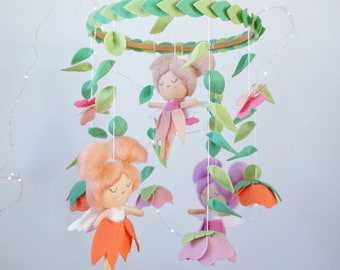 Fairy baby mobile Flower nursery mobile Forest Crib mobile Fairy nursery decor Fairy baby shower gift Baby mobile girl New baby girl gift