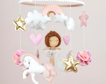 Ballerina baby crib mobile Unicorn nursery mobile Swan Nursery decor Ballerina baby shower gifr Baby girl mobile Blush pink mobile