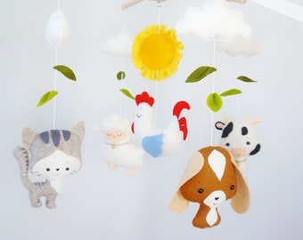 Farm animals baby mobile Rustic nursery mobile Cottagecore crib mobile Farm nursery decor Baby mobile neutral Rustic baby shower gift