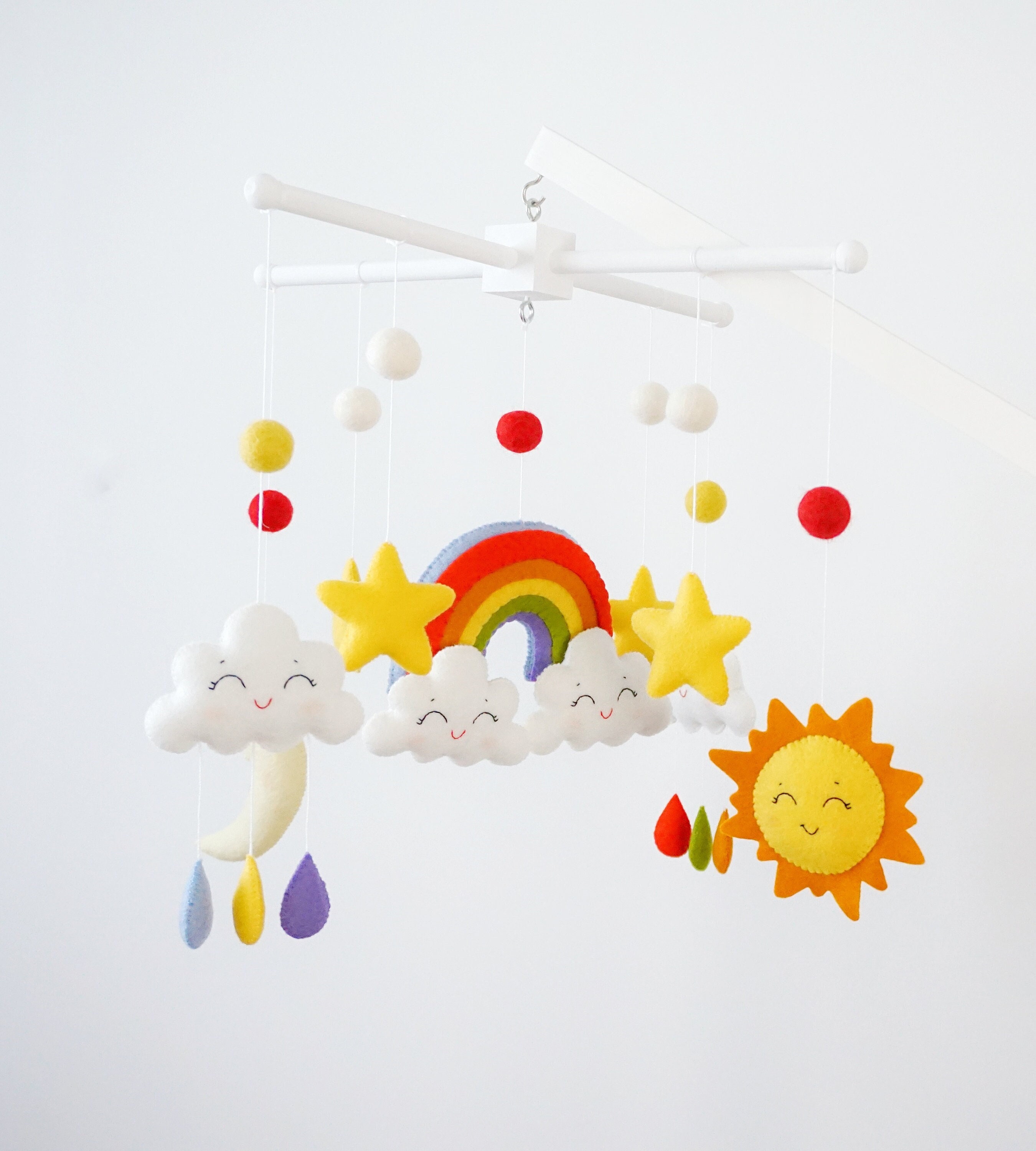 Nubes móvil bebé, cuna arco iris móvil, niña, techo móvil, decoración de  guardería en la nube, bebé niña móvil -  México