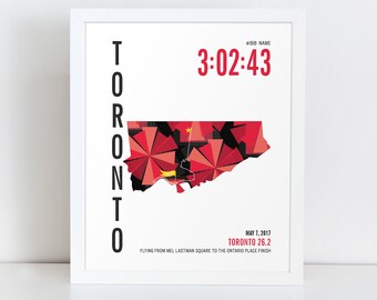 Personalized Toronto 26.2 Marathoner Map Poster