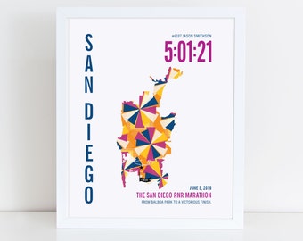 Personalized San Diego 26.2 Marathoner Map Poster