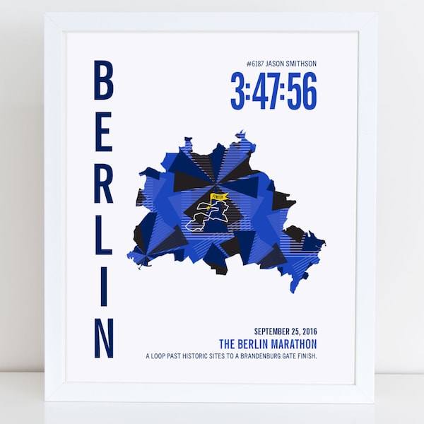 Personalized Berlin 26.2 Marathoner Map Poster