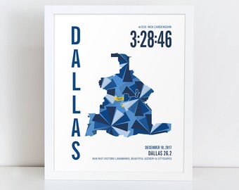 Personalized Dallas 26.2 Marathoner Map Poster