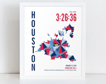Personalized Houston 26.2 Marathoner Map Poster