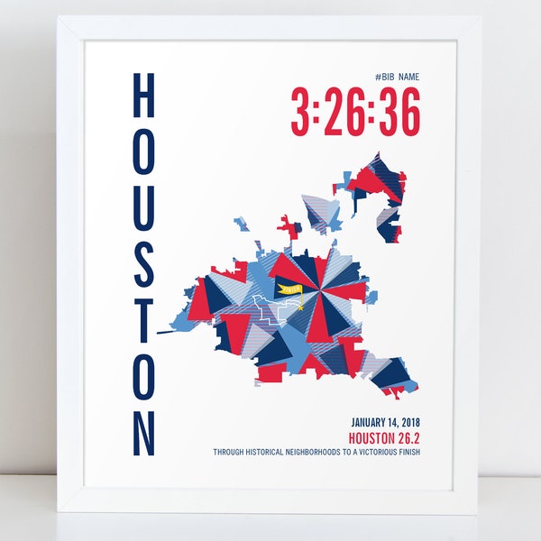 Personalized Houston 26.2 Marathoner Map Poster