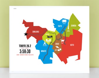 Personalized Tokyo 26.2 Marathon Course Map Personalized Poster
