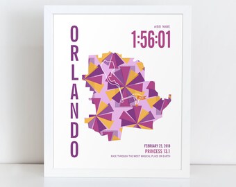 Personalized Princess 13.1 Half Marathoner Course Map Poster