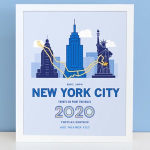 Personalized 2020 New York City Marathoner Course Map Poster