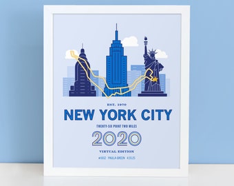 Personalized 2020 New York City Marathoner Course Map Poster
