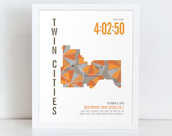 Personalized Twin Cities 26.2 Marathoner Map Poster