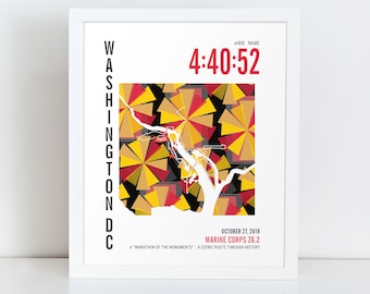 Personalized Marine Corps 26.2 Marathoner Map Poster