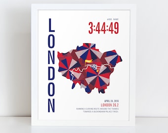 Personalized London 26.2 Marathoner Map Poster