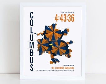 Personalized Columbus Marathoner Map Poster