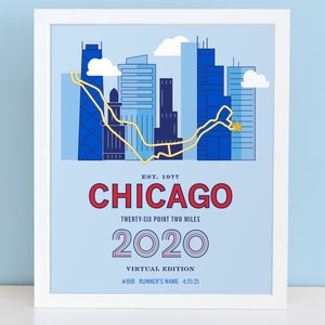 Personalized 2020 Chicago Marathoner Course Map Poster