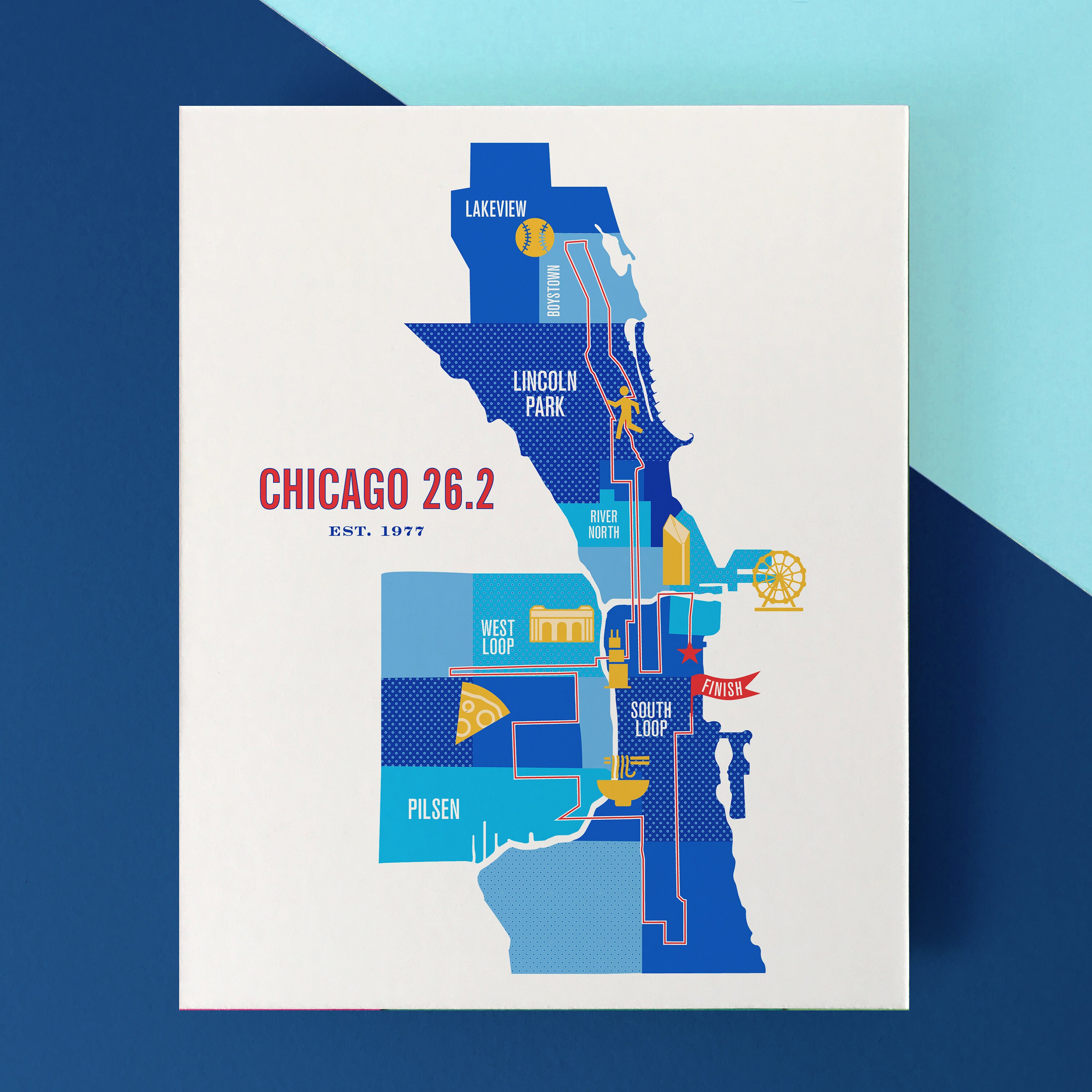 Chicago Marathoner Course Map Poster Etsy