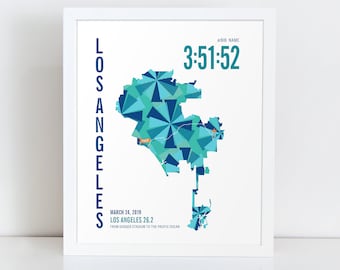 Personalized Los Angeles 26.2 Marathoner Map Poster