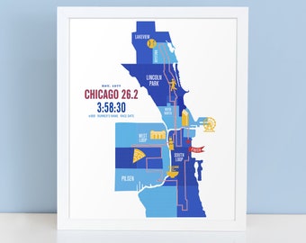 Personalized Chicago Marathoner Course Map Poster