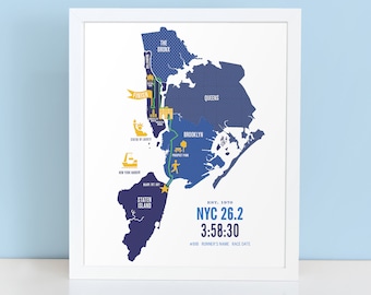 Personalized NYC 26.2 Course Marathoner Map Poster