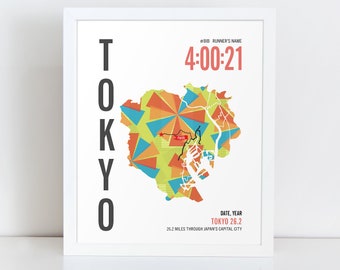 Personalized Tokyo 26.2  Course Map Poster