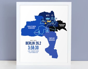 Personalized Berlin 26.2 Course Marathon Map Poster