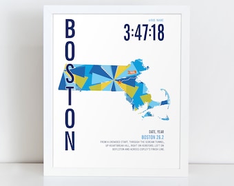 Personalized Boston 26.2 Course Map Poster