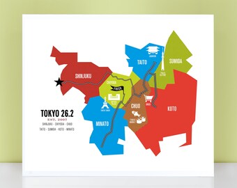 Tokyo 26.2 Marathon Course Map Poster