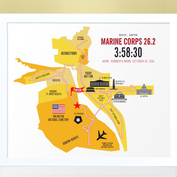 Marine Corps Marathon Course Map Etsy