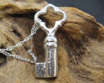 Sterling silver key pendant - hand made, hand cast and beautifully finished with a chain. Full UK hallmark for 2019 weighs 6.8 grams.