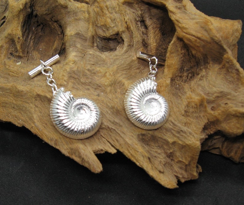 Solid 925 Sterling Silver Handcast Handmade Ammonite Chain Fitment Style Cufflinks Individually hallmarked Unique OOAK.