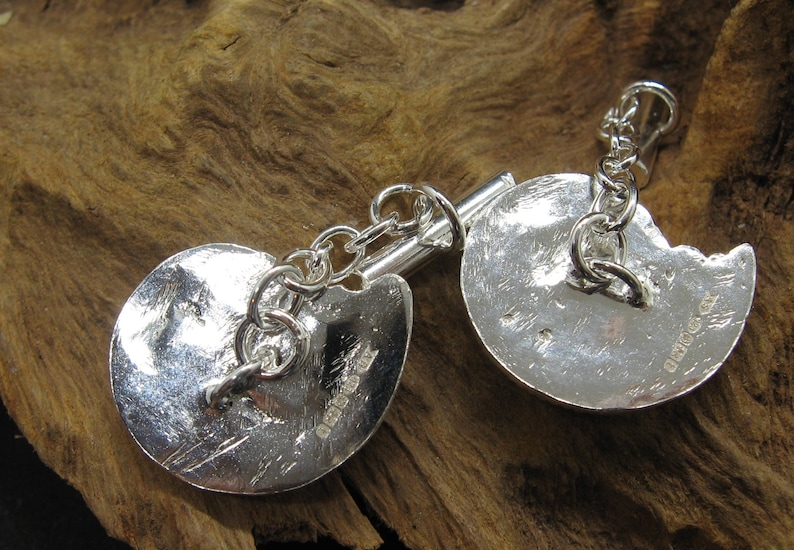 Solid 925 Sterling Silver Handcast Handmade Ammonite Chain Fitment Style Cufflinks Individually hallmarked Unique OOAK.